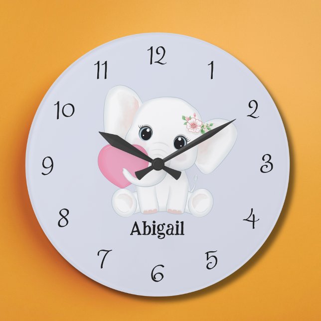 Personalised Baby Elephant Nursery Wall Clock (Creator Uploaded)