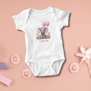 Personalised Baby Elephant Pink Baby Shower Gift Bodysuit