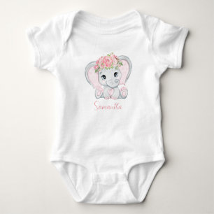 Personalised Baby Elephant Pink Girls Baby Shower Baby Bodysuit