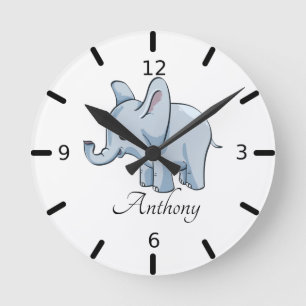 Personalised Baby Elephant Round Clock