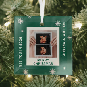Personalised Baby Expecting Pregnancy Christmas Glass Tree Decoration