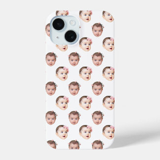 Personalised Baby Face 2 Photos White iPhone 15 Case