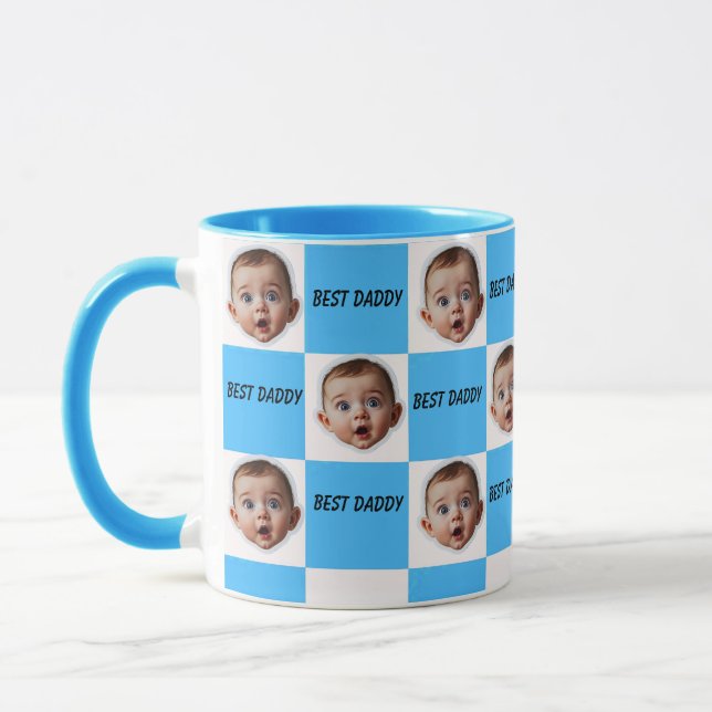  Personalised Baby Face Mug – Custom "Best Daddy"  (Left)
