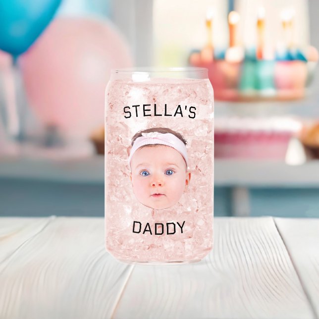 Personalised Baby Face Photo Dad Gift Can Glass (Insitu (Baby Shower))