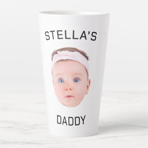 Personalised Baby Face Photo Dad Gift Latte Mug