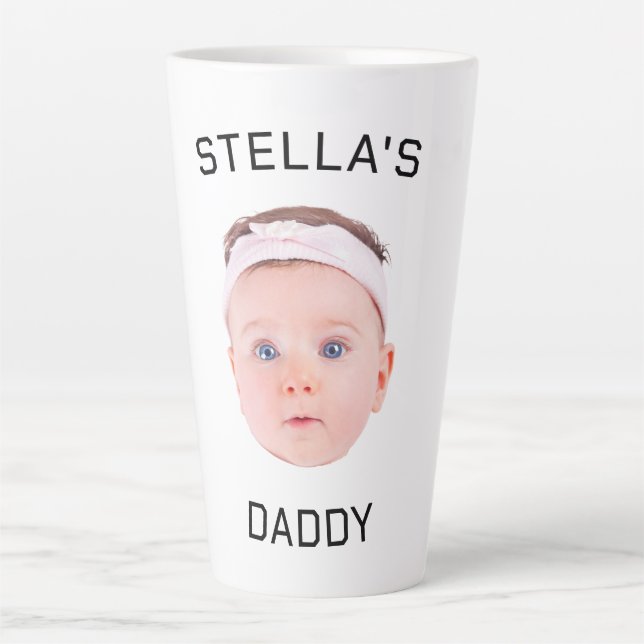 Personalised Baby Face Photo Dad Gift Latte Mug (Front)