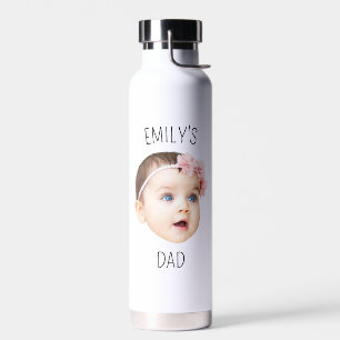 Personalised Baby Face Photo For New Dad Water Bottle