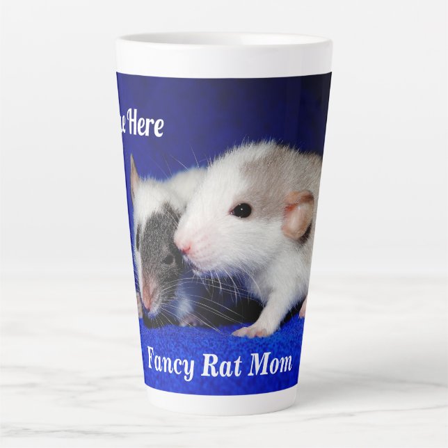Personalised Baby Fancy Pet Rat Pups Latte Mug (Front)