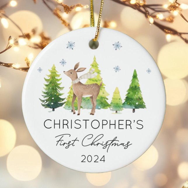 Personalised Baby First Christmas Festive Tree Ceramic Ornament (Creator Uploaded)