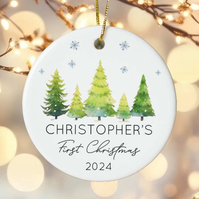 Personalised Baby First Christmas Festive Tree Ceramic Ornament (Creator Uploaded)