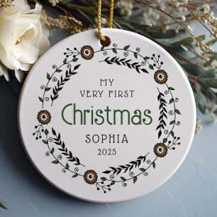 Personalised Baby First Christmas Nordic Ceramic Ornament