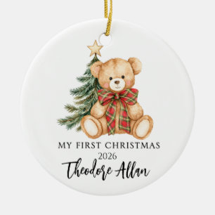 Personalised Baby First Christmas Teddy Bear Ceramic Ornament