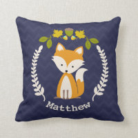 Personalised Baby Fox Wreath Pillow - Boy