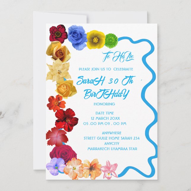 Personalised Baby Gift New Born All flower hand Invitation (Front)