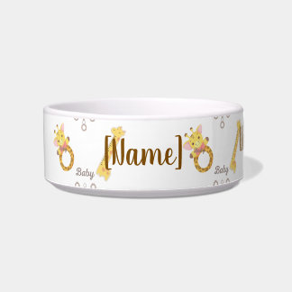 Personalised Baby Giraffe Pet Bowl – Cute "Want to