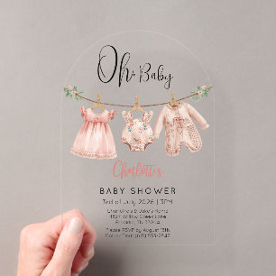 Personalised Baby Girl Acrylic Baby Shower Invitations