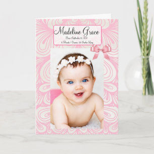 Personalised Baby Girl Birth Announcement Card