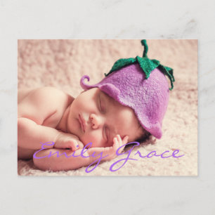 Personalised Baby Girl Birth Announcement Postcard