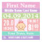 Personalised Baby Girl Birth Stats Poster