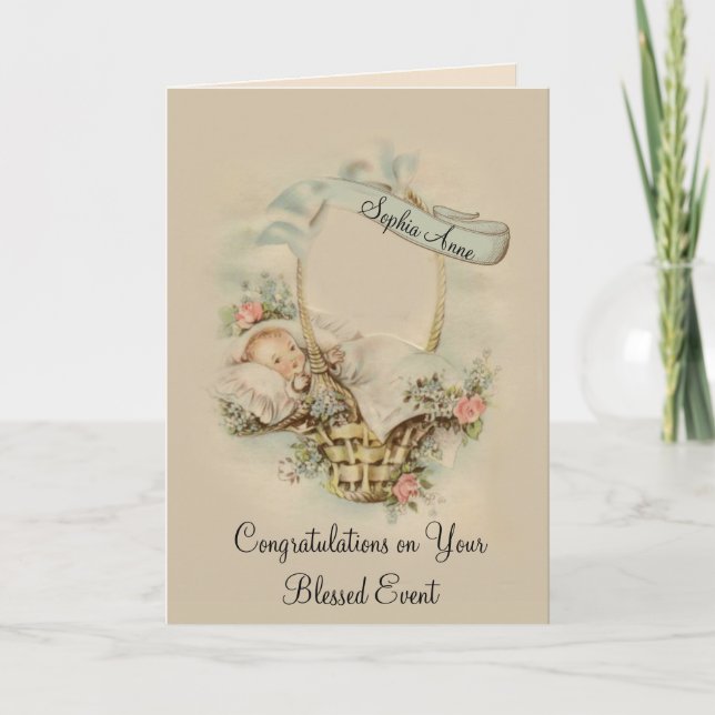 Personalised Baby Girl Boy Congratulations Card (Front)