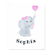 Personalised Baby Girl Elephant Nursery Wall Art