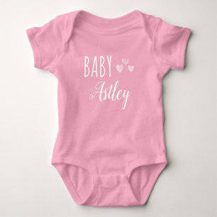 Personalised Baby girl Hearts name Baby Bodysuit