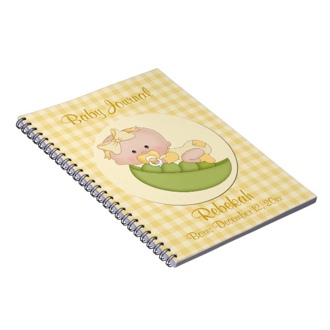 Personalised Baby Girl in Pod Lemon Baby Journal (Right Side)