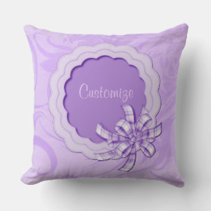 Personalised Baby Girl Lilac Scallop Frame Pillow