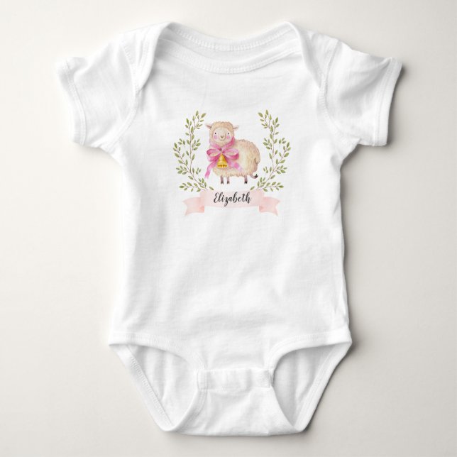 Personalised Baby Girl My 1st Easter Lamb Baby Bodysuit (Front)