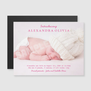 Personalised Baby Girl Photo Birth Announcement