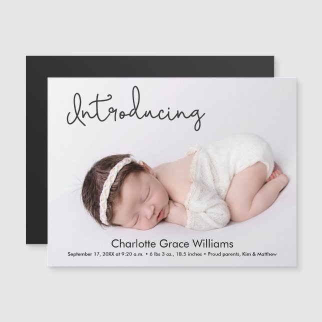 Personalised Baby Girl Photo Birth Announcement (Front/Back)