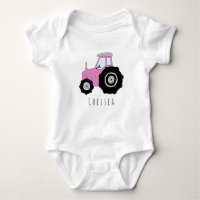 Personalised Baby Girl Pink Farm Tractor with Name