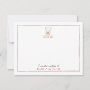 Personalised Baby Girl Teddy Bear Note Cards