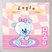 Personalised Baby Girl Teddy Bear Nursery