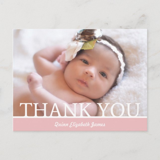 Personalised Baby Girl Thank You Card - 4.25 x 5.6 (Front)