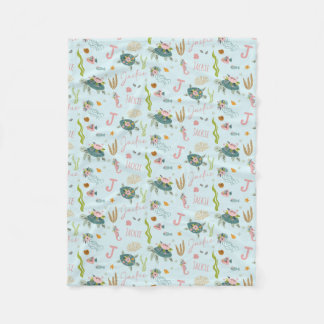 Personalised Baby Girl Turtle | 30x40 Fleece Blanket