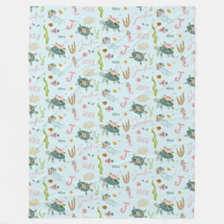 Personalised Baby Girl Turtle | 60x80 Fleece Blanket