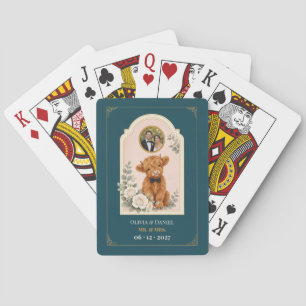 Personalised Baby Highland Cow Wedding Favour Phot Playing Cards