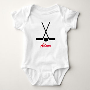 Personalised Baby Hockey Sticks Puck Team Sports Baby Bodysuit