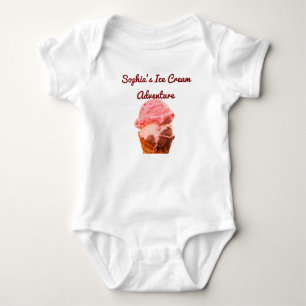 Personalised Baby Ice Cream T-Shirt Custom Name Bodysuit