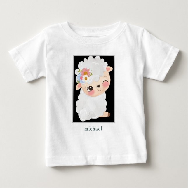 Personalised Baby Lamb Baby T-Shirt (Front)