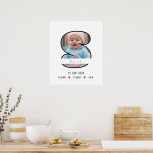 Personalised Baby Letter S With Border Poster
