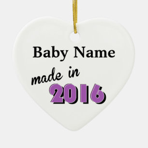 Personalised Baby Made In 2016 Purple Ceramic Ornament
