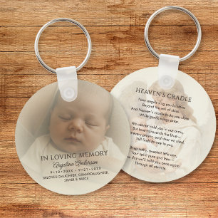 Personalised Baby Memorial Photo & Custom Text Key Ring