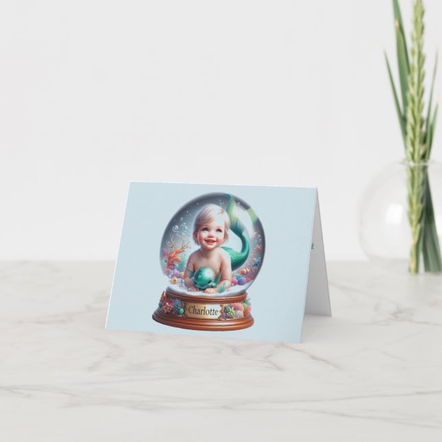 Personalised Baby Mermaid Welcome Card (Front)