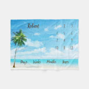 Personalised Baby Milestone Fleece Blanket