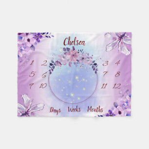Personalised Baby Milestone Fleece Blanket