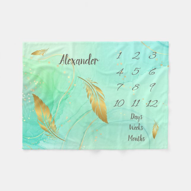 Personalised Baby Milestone Fleece Blanket (Front (Horizontal))