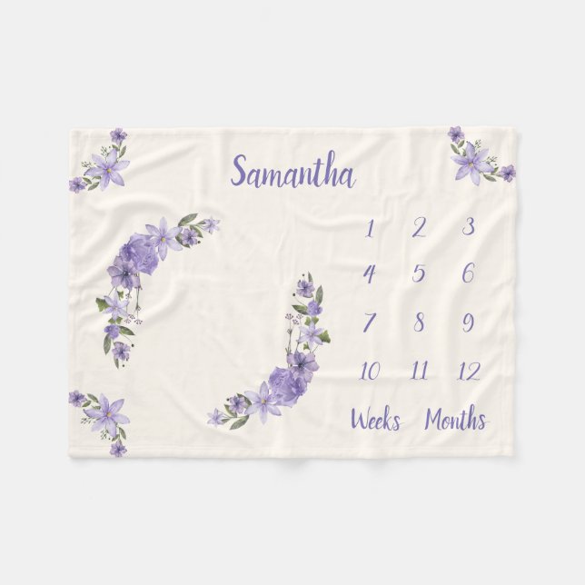 Personalised Baby Milestone Fleece Blanket (Front (Horizontal))