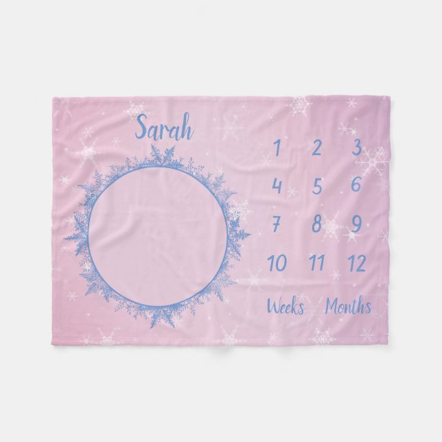 Personalised Baby Milestone Fleece Blanket (Front (Horizontal))